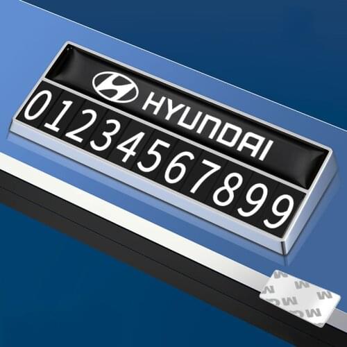 Zinc Alloy Car Temporary Parking Card Phone Number Plate For Hyundai Mistra Lafesta Elantra Accent IX35 I10 I20 I30 Azera Sonata