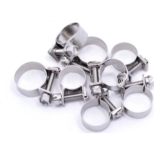 Free shipping 10pcs Stainless Steel Mini Fuel Line Hose Clip Clamp DIESEL PETROL PIPE Stainless Steel 304 Single Hose Clamps