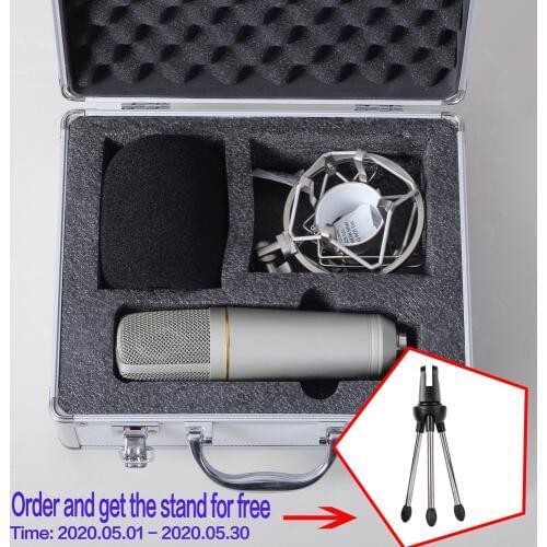 Free Shipping!!! Top Condenser Sound Recording Microphone with Shock Mount/Aluminum Case Professional Recording Microphone YR03