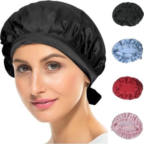 Hot Selling Woman Natural Silk Sleeping Cap Lightweight Breathable Help Sleeping Adult Night Protection Hair Adjustable Cap