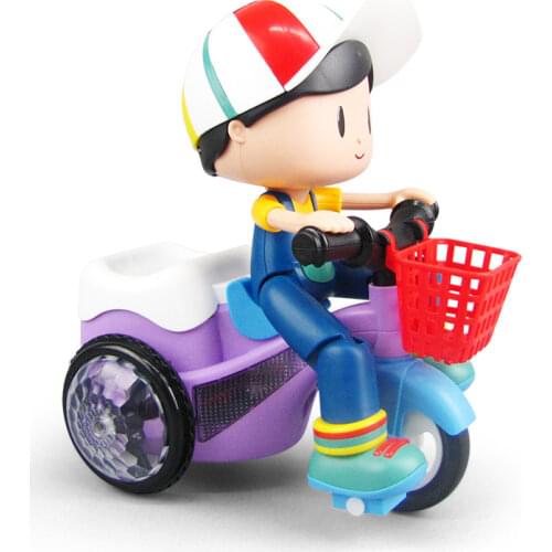 360 Degree Rotating Toys Car Electric Stunt Tricycle Model Toy Car with LED Light Music Children Birthday Christmas Gifts
