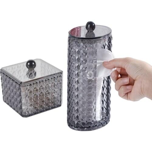 Cotton Storage Box Makeup Organizer Bathroom Accessories Lipstick Jewelry Storage with Dustproof Diamond Pattern Plastic Box