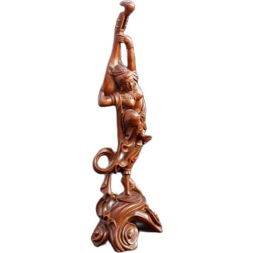 Fine wood carving ornaments, boxwood wood carving, rebound Pipa beauty home accessories