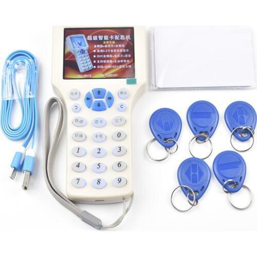 Chinese Super Handheld Rfid NFC Card Copier Reader Writer with screen+5Pcs 125khz Writable tag+5Pcs 13.56mhz UID Changeable Card