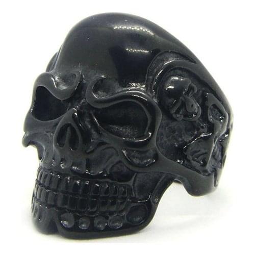 Cool Demon Skull Ring 316L Stainless Steel Women Mens Fashion Black Skull Ring
