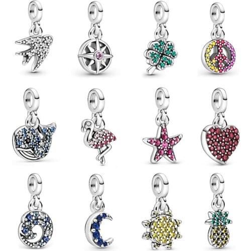 Summer Charms 925 Silver Original Fit Pandora Me Bracelets Sterling Silver Swallow Peace Compass Beads for DIY Women Jewelry