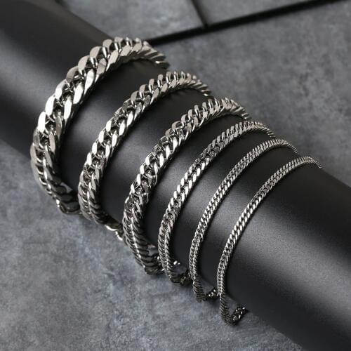 Punk Retro Hip Hop Cool 6 Size Hand Chain Classic Charms Stainless Steel Bracelet Fashion Jewelry Accessories For Men