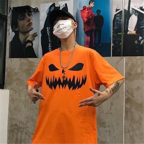 NYOOLO Harajuku design demon print short sleeve t-shirt women men Summer streetwear loose O-neck hip hop tee shirt tops