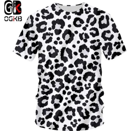 OGKB T Shirts Mens Snow Leopard Fashion O-neck Round Dot 3D Tee Shirt Printing Streetwear Plus Size 6XL Attire Man Spring