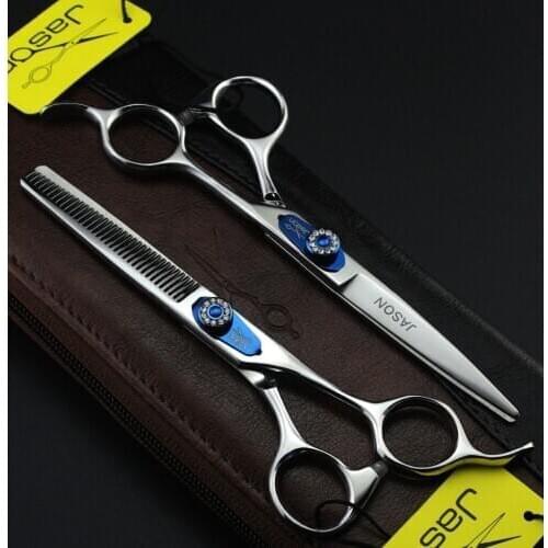 315# 6'' Brand Jason Factory Price Hairdressing Scissors JP 440C Diamante Barbers Cutting Scissors Thinning Shears Hair Scissors