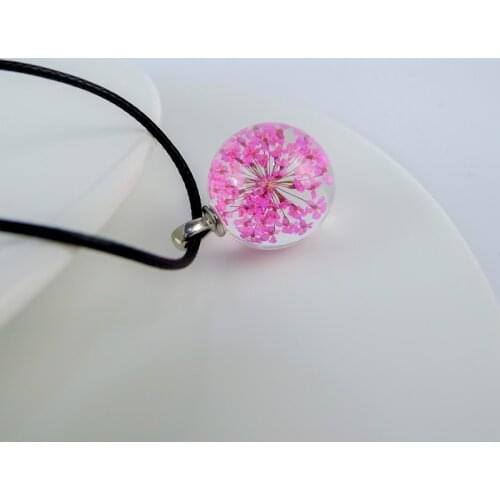 Dried Flower glass ball pendants Hand Made Long necklace for women lovers #FY316