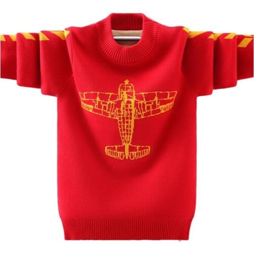Boys pullover cotton airplane pattern sweater new spring/autumn/winter big kids plus velvet warm bottoming shirt