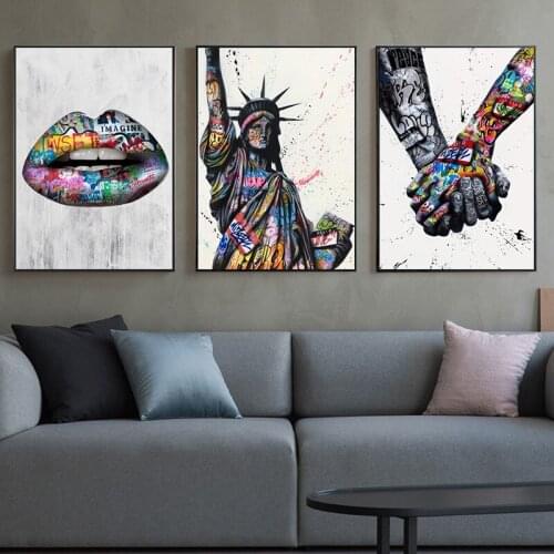 Statue of Liberty Street Graffiti Art Canvas Paintings on The Wall Art Posters and Prints Abstract Art Wall Pictures Home Decor