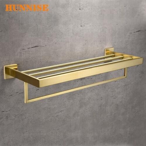 Bathroom Towel Rack SUS304 Stainless Steel Bath Towel Racks Brushed Gold Bathroom Towel Rack Gold Bathroom Hardware Sets