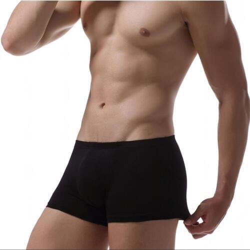 Best Price Boxers short Homme Cueca Masculina Solid Classic Bamboo Mens Underwear Boxer Sexy Men Crotchless For man Masculina De