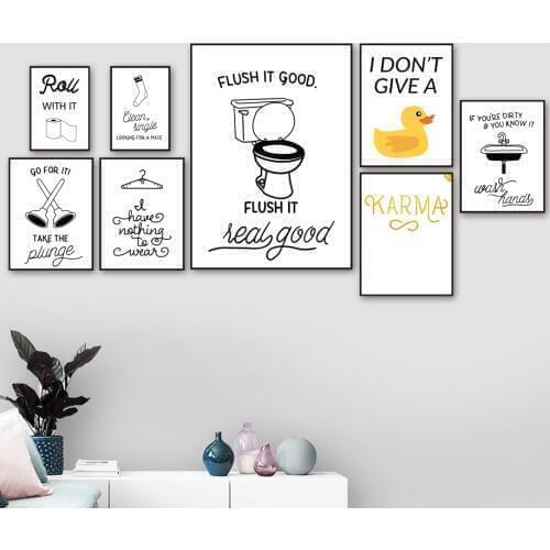 Toilet Paper Toilet Sink Socks Duck Quotes Wall Art Canvas Painting Nordic Posters And Prints Wall Pictures For Bathroom Decor