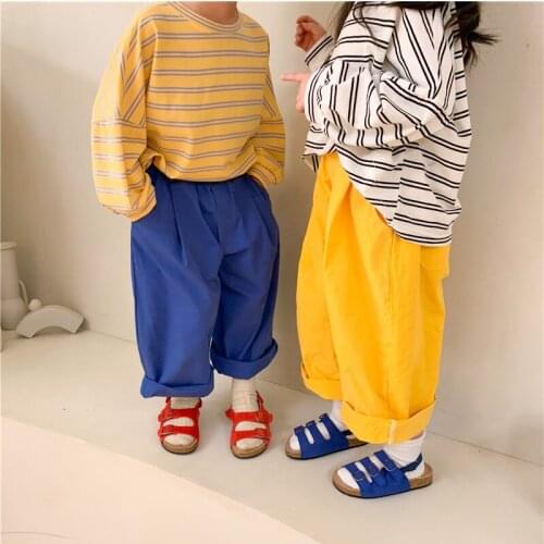 Spring Summer cotton thin wide leg casual trousers for boys and girls 2021 all-match unisex pants