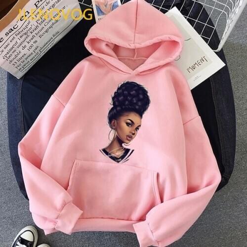2020 fashion melanin poppin pink oversized hoodies women 90s aesthetic art clothes African black girls print sweatshirt femme