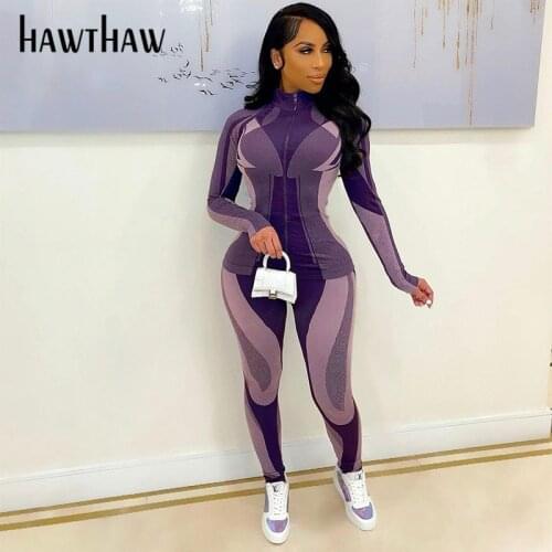 Hawthaw Women Autumn Long Sleeve Tops T Shirt Long Pant Sweatpant Sportswear Tracksuit Two Piece Set 2021 Fall Clothes Wholesale