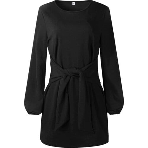 New arrivals 4 colors 2021 spring and autumn lace round neck sexy solid color long sleeve female dress