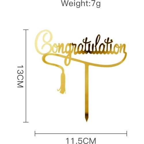Gold Graduation Hat Acrylic Cake Toppers Graduations Cake Baking Decor for University Students Graduations Party Cake Decoration