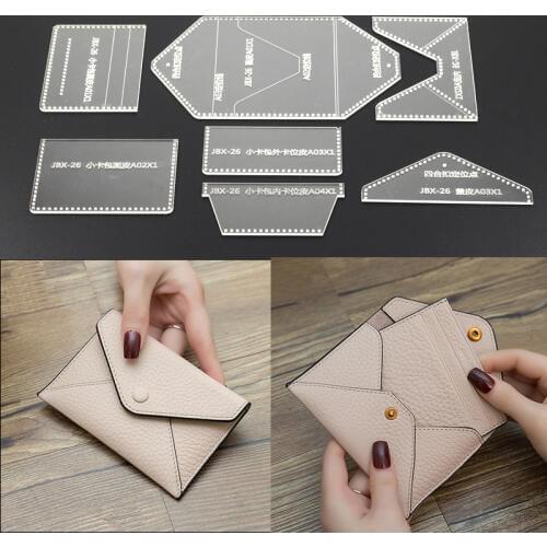 1Set Acrylic Leather Template Home Handwork Leathercraft Sewing Pattern Tools Accessory Men Wallet Pattern 12*8*1cm