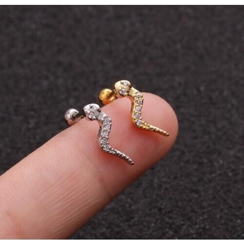 1PC Hot Gift Sexy Snake String Ladies CZ Ear Stud Cartilage Helix Piercing Earring Jewellery