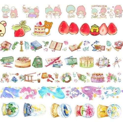 1pcs/1lot Washi Masking Tapes Mermaid Flower Decorative Adhesive Scrapbooking DIY Paper Japanese Stickers 5M