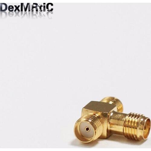 1pc SMA female jack switch 2*SMA female jack T Type splitter RF Coax Adapter convertor straight goldplated NEW wholesale