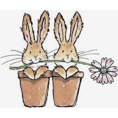 10x10 Rabbit with rose in mouth Transparent Clear Stamps Silicone Seals for DIY scrapbooking photo album Card Making