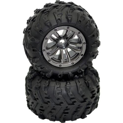 2PCS 1/20 Rubber Tires with Wheels for XLH 9145 Off-Road Monster Truck RC Car Accessories