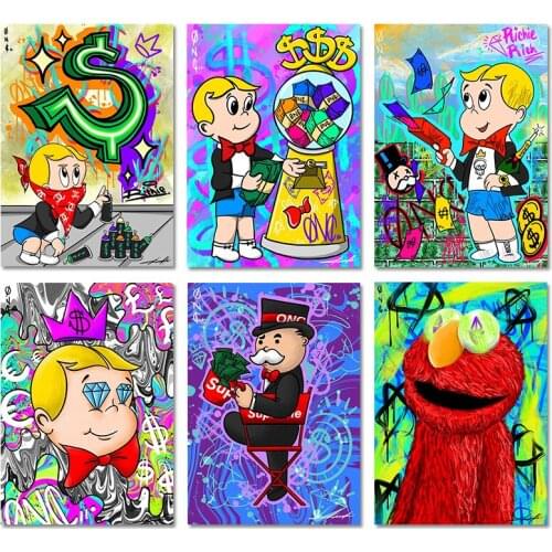 5d Diamond Painting Graffiti Monopoly Money Rich Man Street Diamond Embroidery Cross Stitch Kits Childrens Home Decoration Gift