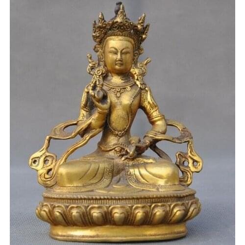 6" Old Tibet Buddhism bronze Gilt Vajradhara Vajrabhairava Goddess Buddha Statue