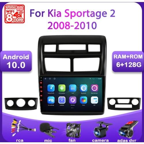 Android 10 For Kia Sportage 2 2008 2009 2010 Car Radio Multimedia Video Player Navigation GPS 2 Din 4G WIFI carplay stereo DVD