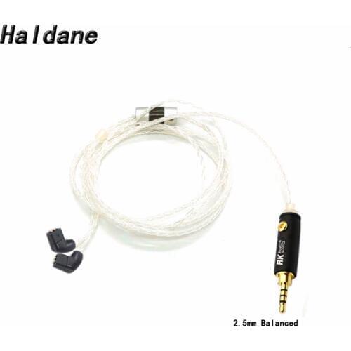 Free Shipping Haldane Custom Made 2.5/3.5/4.4mm Balanced 7N Silver Plated Cable 8Core Detach Cable For QDC Custom Earphone Cable