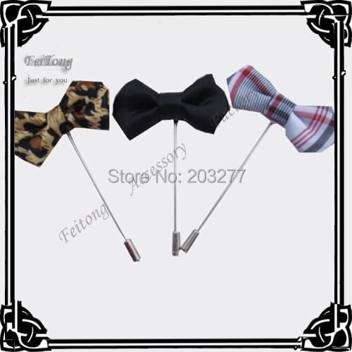 Free shipping!newest 24PCS/LOT Mens stick pins with bow brooch pin lapel pins 6color for your choice