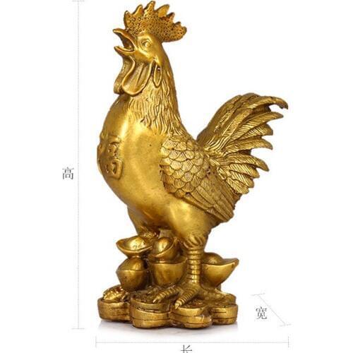 25CM LARGE # Good luck Talisman # office home shop Money Drawing Lucky Protection Cock rooster Brass statue