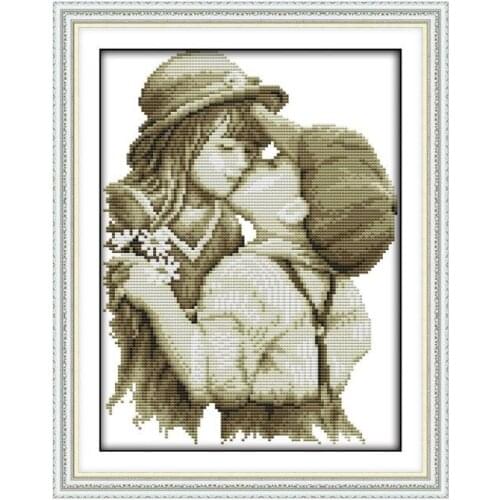 Kissing couples Boy and girl printed on canvas cross stitch kit 14ct chinese counted embroidery needlework decorations for home