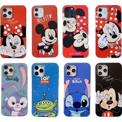2021 Disney Mickey Minnie Plating Blu-ray Case for iPhone 11 12 Pro Max 12 Mini 7 8 Plus X XR XS Max Phone Cover Coque Shell Bag