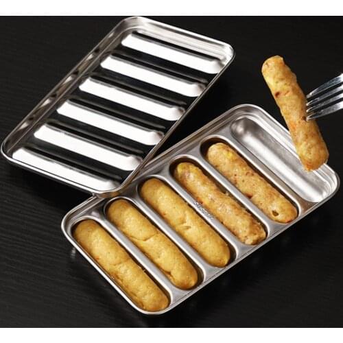 Sausage Mould 6 Grids Steamable Portable Stainless Steel Handmade Hot Dog Mold for Home