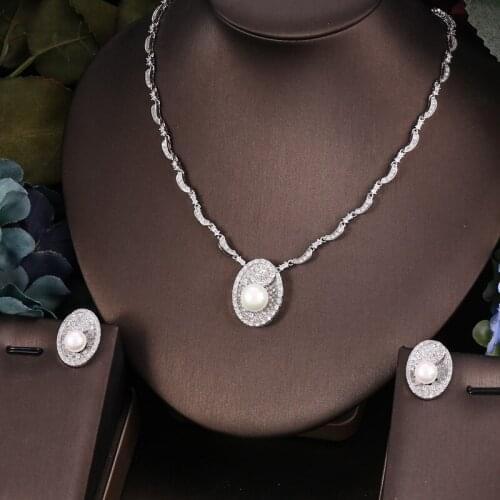 Janekelly 2pcs Bridal Zirconia Full Jewelry Sets For Women Party, Luxury Dubai Nigeria CZ Crystal Wedding Jewelry Sets