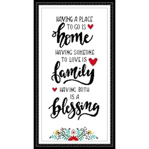 Joy Sunday Needlework 14CT Unprinted Cross Stitch Embroidery The Happy Family Art Counted White Canvas Cross-Stitching Handmade