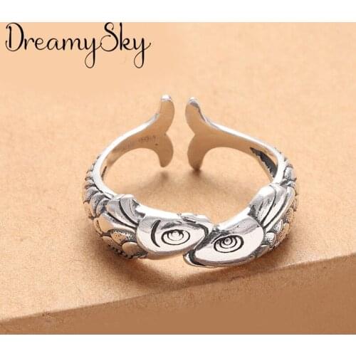 New Arrivals Vintage Double Fish Rings For Women Large Adjustable Size Finger Ring Fashion Charm Jewelry Valentines Day Gift