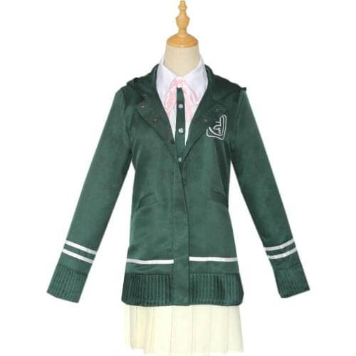 Nanami ChiaKi Cosplay Costume Danganronpa Cosplay School Uniform Japanese Anime Dark Green Hooded Suit for Women Girls