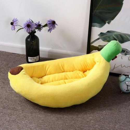 Pet Dog Bed Winter Thick Fluffy Large Dog Bed House Cute Banana Shape Memory Foam Dog Beds For Large Dogs