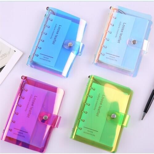 A5 A6 A7 Laser Transparent Notebook Planner Organizer Loose Leaf Binder Diary Journal Notebook Office Stationery School Supplies