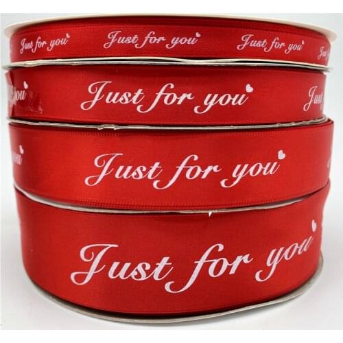 10/20/25/38mm 5yards Red Printed Just For You Polyester Ribbon Handmade Romantic Gift Packaging Belt For Wedding Decorations