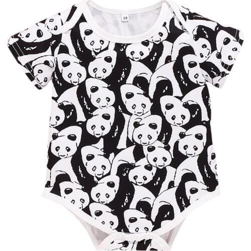 Summer Baby Fashion Girls Print Bodysuit Toddler Short Sleeve Kids Cartoon Animal Jumpsuits 2021