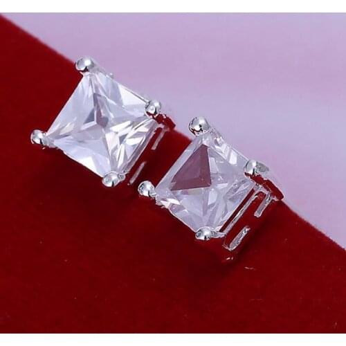 Fashion jewelry For Women, 925 jewelry silver plated Earring Square Earrings-White Gem /DUUUOBKB CJXHTCML