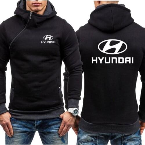 2020NEW Hyundai Car Logo Print Casual HipHop Harajuku Long Sleeve Fleece warm Hooded Sweatshirts Mens zipper jacket
